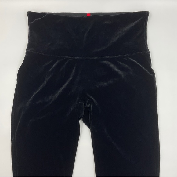 Spanx EUC Shiny Velvet High Waisted Leggings Black L Bodycon Holiday Shapewear - Picture 8 of 16